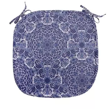 ABAKUHAUS Mandala Подушка для обеденного стула Богемный цветочный круг Декоративная водонепроницаемая подушка с ремнями для кухонных сидений 40 см x 40 см Белый Синий Фиолетовый, мультиколор