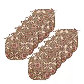 ABAKUHAUS Mandala Подушки для обеденного стула, листья флоры, декоративная водонепроницаемая подушка с ремнями для кухонных сидений, 40 см x 40 см — упаковка из 12 шт., бледно-оранжевый, темно-коралловый, коричневый