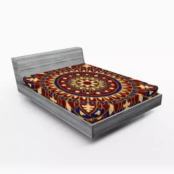 ABAKUHAUS Mandala Простынь на подкладке, Восточная филигранная плитка с орнаментом Мандала, 90 x 200 см, Лаванда бордовая
