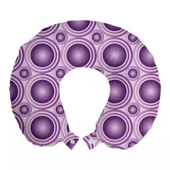 ABAKUHAUS Mauve дорожная подушка для шеи, кольца с круговыми линиями, дорожный предмет из пенопласта для самолета и автомобиля, 30x30 см, фиолетовый