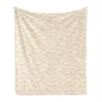 ABAKUHAUS Modern Stripes Мягкое фланелевое флисовое одеяло, полосатые детали с болтами, уютный плюш для использования в помещении и на открытом воздухе, 125 x 175 см, бледно-оранжевый и разноцветный