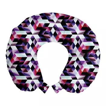 ABAKUHAUS Modern Travel Pillow Neck Support, Fractal Grid Vibrant, дорожные принадлежности из пенопласта для самолетов и автомобилей, 30x30 см, разноцветные