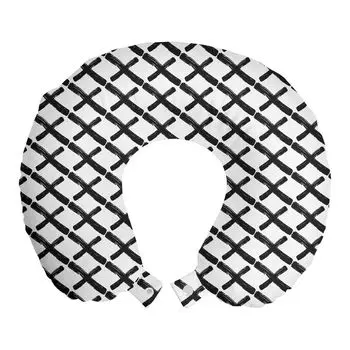 ABAKUHAUS Modern Travel Pillow Neck Support, минималистские кисти, пенопластовые дорожные принадлежности для самолета и автомобиля, 30x30 см, угольно-серый белый