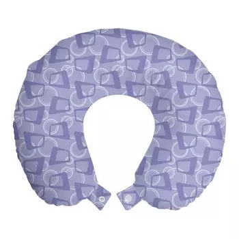 ABAKUHAUS Modern Travel Pillow Neck Support, неправильные геометрические формы, пенопластовые дорожные принадлежности для самолетов и автомобилей, 30x30 см, потолок синий, лавандовый синий