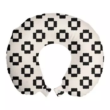 ABAKUHAUS Modern Travel Pillow Neck Support, непрерывные зубчатые формы, дорожные принадлежности из пенопласта для самолетов и автомобилей, 30x30 см, цвет шампанского и кока-колы