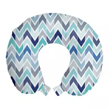 ABAKUHAUS Modern Travel Pillow Подушка для шеи, бесшовный стиль каракулей, предметы из пенопласта для путешествий в самолете и автомобиле, 30x30 см, синий и белый
