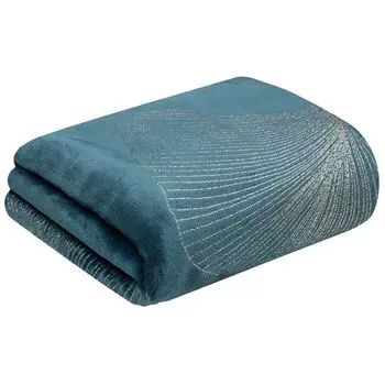 ABAKUHAUS Мягкое фланелевое флисовое одеяло в морском стиле, изображение полосатых ракушек с повторяющимся узором на фоне в горошек, 175 x 230 см, белый и темно-серый Eurofirany, синий