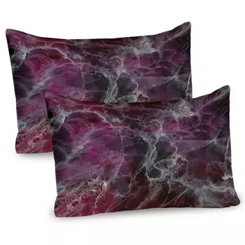 ABAKUHAUS Мраморные чехлы для подушек, набор из 2 шт., психоделические стилизованные художественные темные тона, принт на поверхности облачного оникса, чехол для подушки с декоративным принтом, 80x40 см, кокса-серый пурпурный