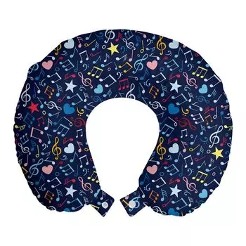 ABAKUHAUS Music Travel Pillow Подушка для шеи, Ритм в моем сердце, Дизайн, Пенопластовые дорожные принадлежности для самолета и автомобиля, 30x30 см, Разноцветные