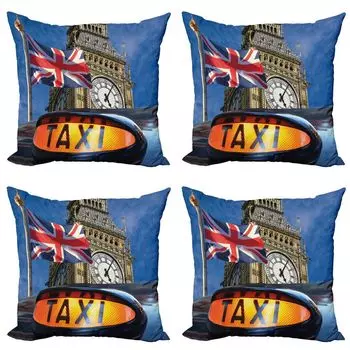 ABAKUHAUS Набор чехлов для подушек Union Jack (4 предмета), Urban Country, современная двусторонняя цифровая печать, 40 x 40 см, многоцветный
