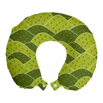 ABAKUHAUS Natural Дорожная подушка для шеи, простой стиль, мультяшные деревья, пенопластовые дорожные принадлежности для самолета и автомобиля, 30x30 см, яблочно-зеленый