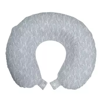 ABAKUHAUS Natural Дорожная подушка для шеи, с различными листьями, пенопластовые дорожные принадлежности для самолета и автомобиля, 30x30 см, бледно-фиолетово-синий и белый