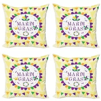 ABAKUHAUS New Orleans Набор чехлов для подушек (4 предмета), Classic Carnival, современная двусторонняя цифровая печать, 50 см x 50 см, многоцветный