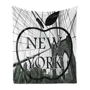 ABAKUHAUS NYC Мягкое фланелевое флисовое одеяло, Cityscape NYC Big Apple I Love New York City View Manhattan Brooklyn Modern, 175 x 230 см, Серый Темно-Серый Черный