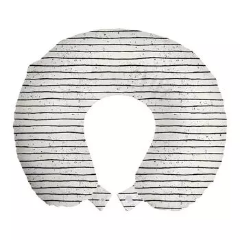 ABAKUHAUS Off-White Дорожная подушка для шеи, дизайн с горизонтальными полосами, пенопластовые дорожные принадлежности для самолета и автомобиля, 30x30 см, кокса-серый и кремовый белый
