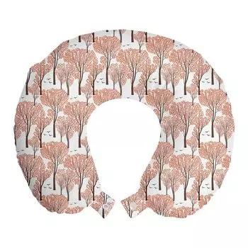 ABAKUHAUS Осенняя дорожная подушка для шеи, Autumn Nature Forest, Пенопластовые дорожные принадлежности для самолета и автомобиля, 30x30 см, Умбра темно-серо-оранжевая