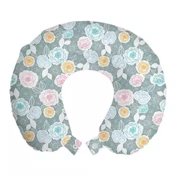 ABAKUHAUS Pastel Travel Pillow Подушка для шеи, изысканная тема весеннего двора, пенопластовые дорожные принадлежности для самолета и автомобиля, 30x30 см, разноцветные