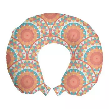 ABAKUHAUS Pastel Travel Подушка для шеи, Native Formations, Пенопластовые дорожные принадлежности для самолетов и автомобилей, 30х30 см, Разноцветные