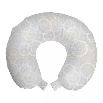 ABAKUHAUS Pearls Дорожная подушка для шеи, романтическое свадебное кружево, пенопластовые дорожные принадлежности для самолета и автомобиля, 30x30 см, серо-белый