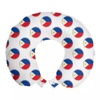 ABAKUHAUS Philippi Travel Pillow Подушка для шеи, круги с флагом, пенопластовые дорожные принадлежности для самолетов и автомобилей, 30х30 см, разноцветные