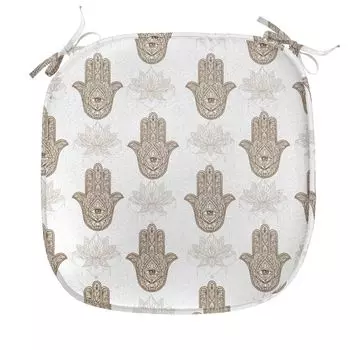 ABAKUHAUS Подушка для обеденного стула Hamsa, мотив в стиле мандалы, декоративная водонепроницаемая подушка с ремнями для кухонных сидений, 40 см x 40 см, карамель, бежевый