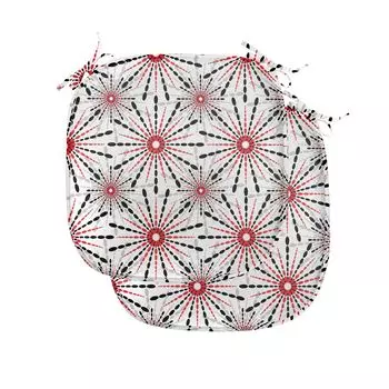 ABAKUHAUS Подушка для обеденного стула с геометрическим узором Trippy Flowers Декоративная водонепроницаемая подушка с ремнями для кухонных сидений 40 см x 40 см Упаковка из 2 шт. Красный Черный Белый