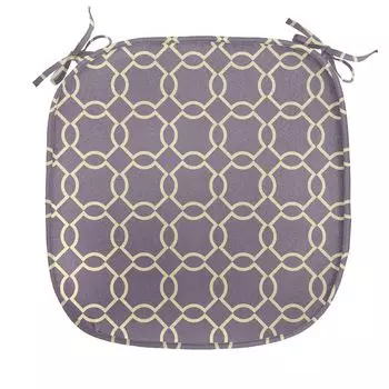 ABAKUHAUS Подушка для обеденного стула с геометрическим узором, яркие абстрактные линии, декоративная водонепроницаемая подушка с ремнями для кухонных сидений, 40 см x 40 см, светло-желто-фиолетовый, черный