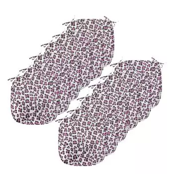 ABAKUHAUS Подушка для обеденного стула с леопардовым принтом Girly Pink Black Декоративная водонепроницаемая подушка с ремнями для кухонных сидений 40 см x 40 см Упаковка из 12 шт. Черный Белый Розовый