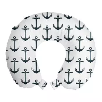 ABAKUHAUS Подушка для путешествий Anchor, поддержка шеи, симметричная вода, пенопласт, дорожные принадлежности для самолета и автомобиля, 30x30 см, угольно-серый белый