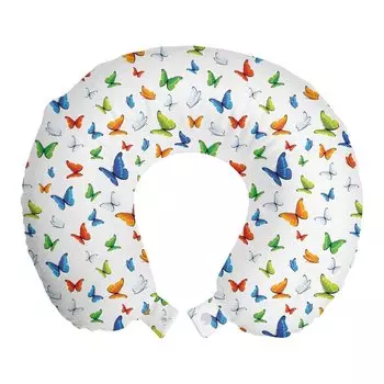 ABAKUHAUS Подушка для путешествий Butterflies, поддержка шеи, Butterflies Animal, пенопластовый дорожный предмет для самолета и автомобиля, 30x30 см, разноцветный