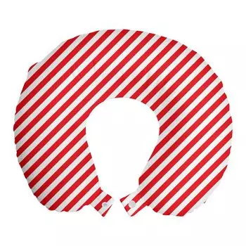 ABAKUHAUS Подушка для путешествий Candy Cane, поддержка шеи, диагональные красные линии, пенопластовый дорожный предмет для самолета и автомобиля, 30x30 см, красно-белый