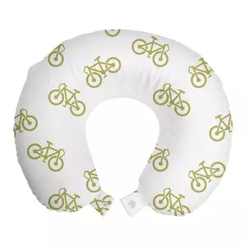 ABAKUHAUS Подушка для путешествий цвета хаки, поддержка шеи, пиктограмма велосипеда простого дизайна, дорожные принадлежности из пенопласта для самолета и автомобиля, 30x30 см, белый хаки