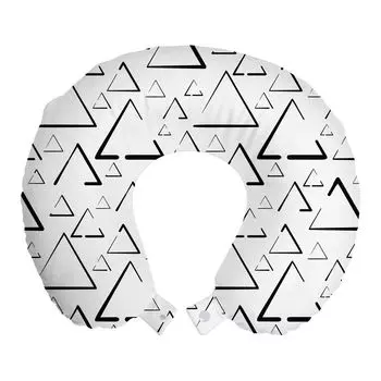 ABAKUHAUS Подушка для путешествий Geometric, поддержка шеи, монохромные треугольники, дорожная вещь из пенопласта для самолета и автомобиля, 30x30 см, черный и белый