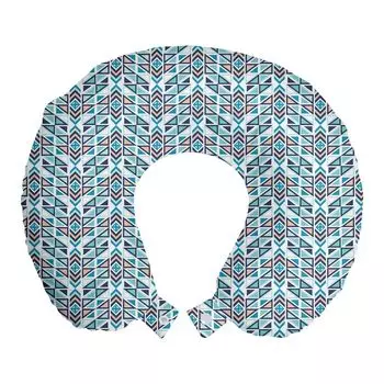 ABAKUHAUS Подушка для путешествий Geometric, поддержка шеи, треугольная стрелка, дорожная вещь из пенопласта для самолета и автомобиля, 30x30 см, бирюзовый темно-синий