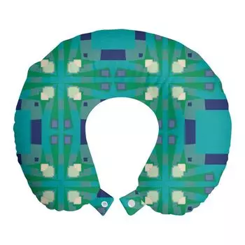 ABAKUHAUS Подушка для путешествий Geometric, поддержка шеи, фигурки на темной морской пене, дорожный предмет из пенопласта для самолета и автомобиля, 30х30 см, темный кварц из морской пены