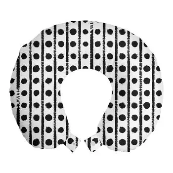ABAKUHAUS Подушка для путешествий Geometric, поддержка шеи, матовые полосы и точки, дорожная вещь из пенопласта для самолета и автомобиля, 30x30 см, белый и темно-серый