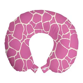 ABAKUHAUS Подушка для путешествий Giraffe, поддержка шеи, абстрактная кожа животного, пенопластовые дорожные принадлежности для самолета и автомобиля, 30x30 см, розовый кремовый