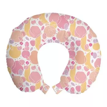 ABAKUHAUS Подушка для путешествий Peach, поддерживающая шею, повторяющаяся фруктовая структура, пенопластовый предмет для путешествий в самолете и автомобиле, 30x30 см, разноцветный