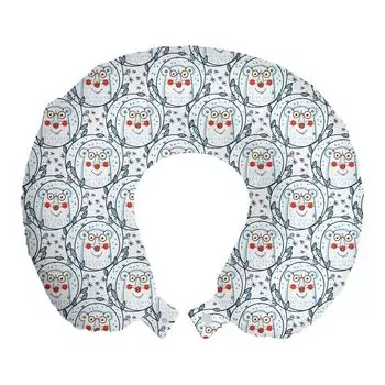 ABAKUHAUS Подушка для путешествий Polar Bear Подушка для шеи, Рождественский венок с животными, Пенопластовые дорожные принадлежности для самолета и автомобиля, 30x30 см, Разноцветные