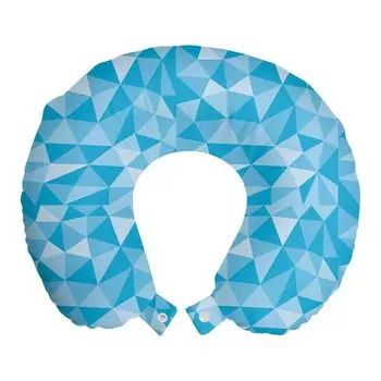 ABAKUHAUS Подушка для путешествий Polygon, поддержка шеи, монохромная треугольная мозаика, пенопластовые дорожные принадлежности для самолета и автомобиля, 30x30 см, небесно-голубой и голубой