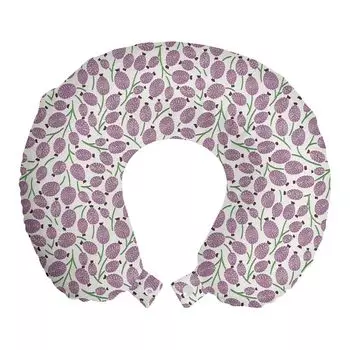 ABAKUHAUS Подушка для путешествий с цветами, поддержка шеи, в духе русского народного искусства, пенопластовые дорожные принадлежности для самолета и автомобиля, 30x30 см, зеленый и серо-розовый