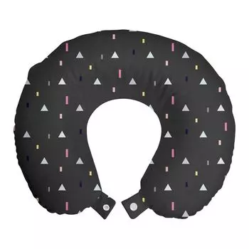 ABAKUHAUS Подушка для путешествий с геометрическим узором, поддержка шеи, Triangles Color Art, Пенопластовые дорожные принадлежности для самолета и автомобиля, 30x30 см, Темно-серо-коричневый, многоцветный