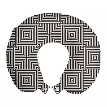 ABAKUHAUS Подушка для путешествий с геометрическим узором, поддержка шеи, Art Ornamental Stripes Art, Пенопластовые дорожные принадлежности для самолета и автомобиля, 30x30 см, Кокосово-серый кока-кола
