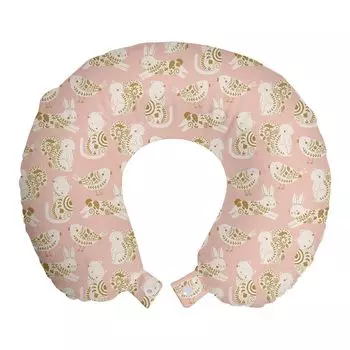 ABAKUHAUS Подушка для путешествий Squirrel Travel Pillow, Garden Friends Art, Пенопластовые дорожные принадлежности для самолета и автомобиля, 30x30 см, Бледно-кофейный и румяна