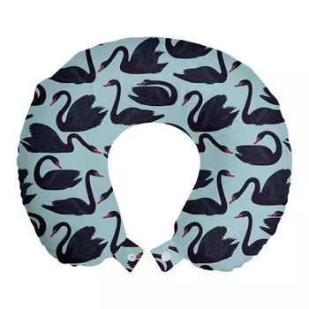 ABAKUHAUS Подушка для путешествий Swan, поддержка шеи, длинная шея Water Bird, пенопластовый дорожный предмет для самолета и автомобиля, 30x30 см, Бледно-синий, темно-синий