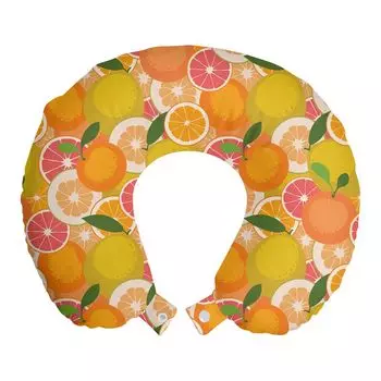ABAKUHAUS Подушка для путешествий Tangerine, поддержка шеи, свежие вкусные цитрусовые, пенопластовый дорожный предмет для самолета и автомобиля, 30x30 см, разноцветный