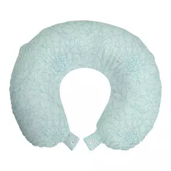ABAKUHAUS Подушка для путешествий Turquoise, поддержка шеи, нарисованная вручную георгин, пенопластовые дорожные принадлежности для самолета и автомобиля, 30x30 см, Голубой