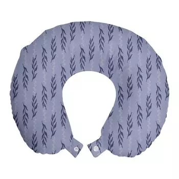 ABAKUHAUS Подушка для путешествий Violet, поддержка шеи, орнаментальный принт в виде листьев, дорожная вещь из пенопласта для самолета и автомобиля, 30x30 см, потолок синий и темно-индиго