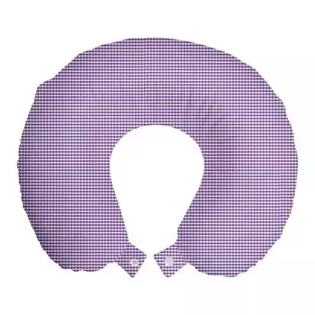 ABAKUHAUS Подушка для путешествий в клетку, поддерживающая шею, винтажный стиль в клетку, пенопластовые дорожные принадлежности для самолета и автомобиля, 30x30 см, фиолетово-белый