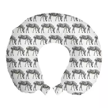 ABAKUHAUS Подушка для путешествий Zebra, поддержка шеи, продолжающееся искусство полосатых животных, пенопластовые дорожные принадлежности для самолета и автомобиля, 30x30 см, темно-серый яичной скорлупы